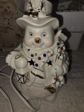 jcpenney Home Collection Gray Porcelain Snowman Lamp Box